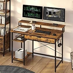 Rolanstar Computer Desk with Monitor Shelf and