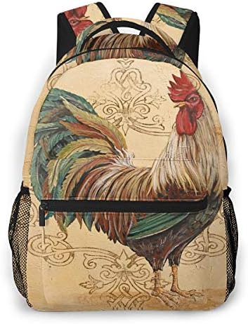 Boys Grils Backpck Back To School Gift - Retro Rooster Carry On Bag School Shoulder Book Bags Travel Hiking Daypack, Gym Outdoor Hiking Bag Laptop Book Rucksack