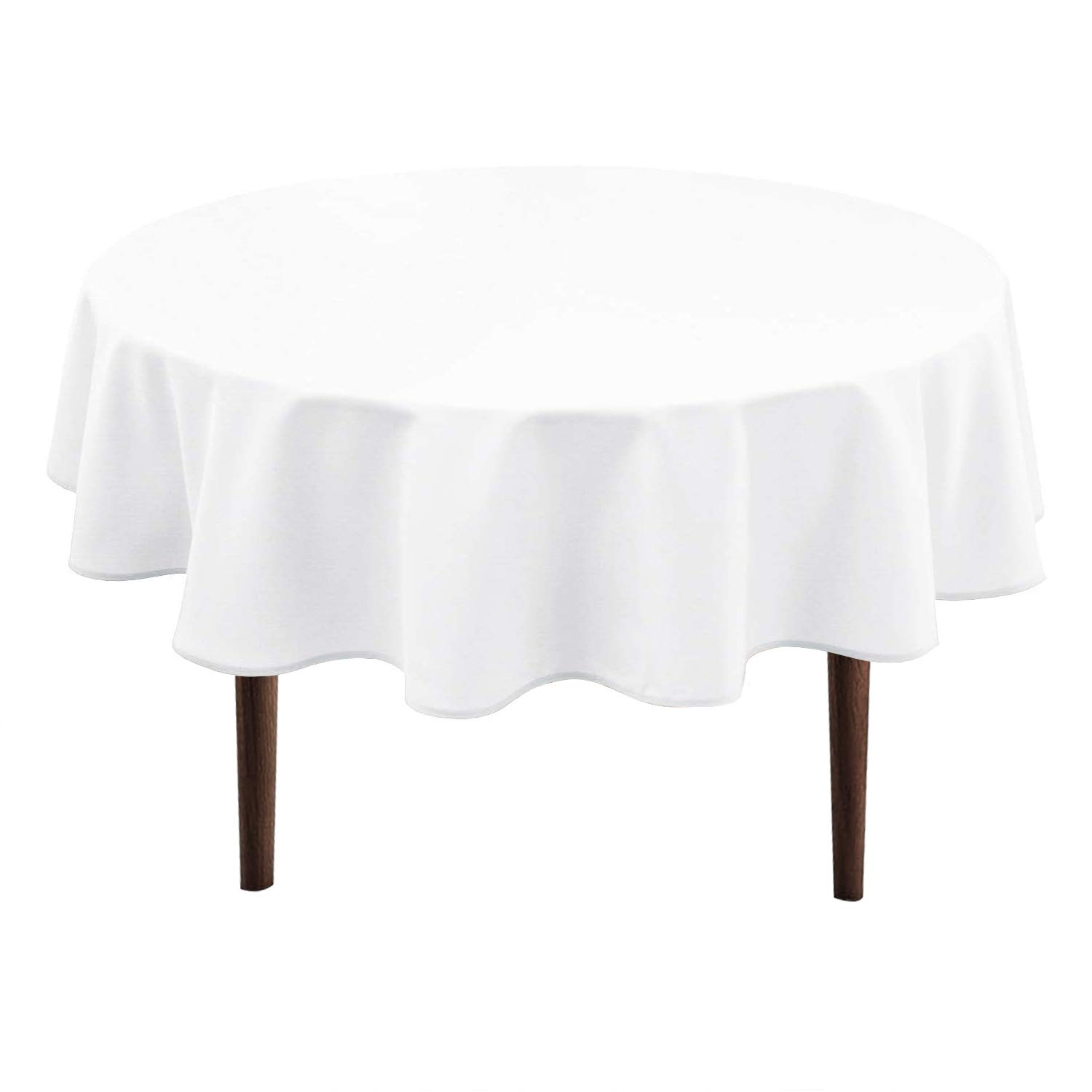 Photo 1 of Hiasan Round Tablecloth 50 Inch - Waterproof Stain Resistant Spillproof Polyester Fabric Table Cloth for Dining Room Kitchen Party, White