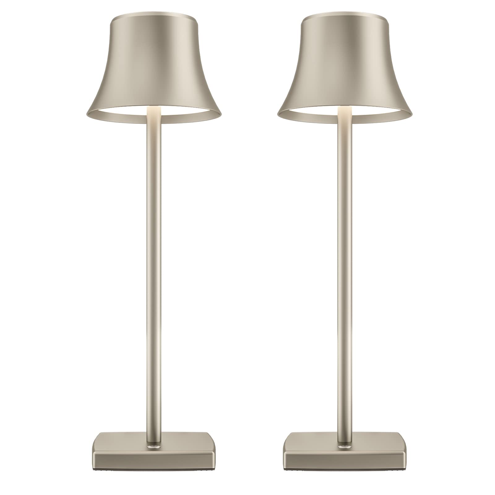 Photo 1 of 2 Pack LED Cordless Table Lamps Rechargeable,5000mAh Battery Operated Table Light,3 Color Stepless Dimming,Portable Small Desk Lamp in Aluminum for Party Patio Restaurant Indoor/Outdoor(Silver)