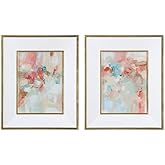 Uttermost A Touch of Blush and Rosewood Fences 2-Piece Wall Art Set