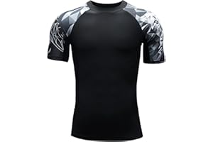 HUGE SPORTS Men's Splice UV Sun Protection UPF 50+ Skins Rash Guard Short Sleeves