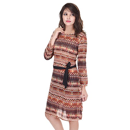 saarvi fashion women's crepe a-line dress (orange)