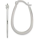 Solid 925 Sterling Silver Polished Hoop Earrings (1mm x 15mm)