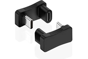 AreMe 180 Degree Angle USB C Adapter 2 Pack, 180° U Shape Male to Female 10Gbps PD 100W Adapter Compatible with Steam Deck, Switch, Laptop, Tablet, Phone and More Type C Devices