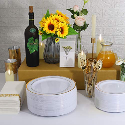 800 Piece Gold Dinnerware Set200 Gold Plastic Plates300 Gold