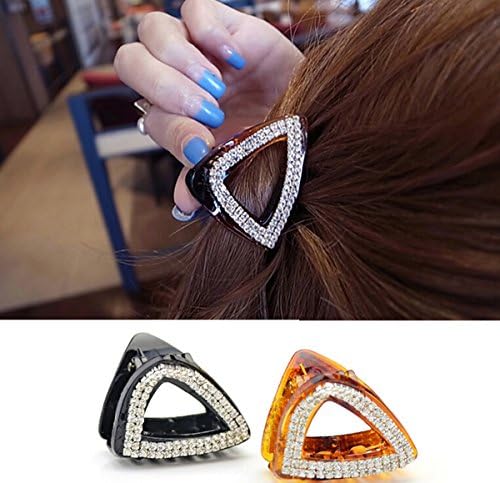 Cfalaicos Women Kid Girl Hair Clip Pin Claw Barrettes Accessories (1 Khaki + 1 Black Triangle)