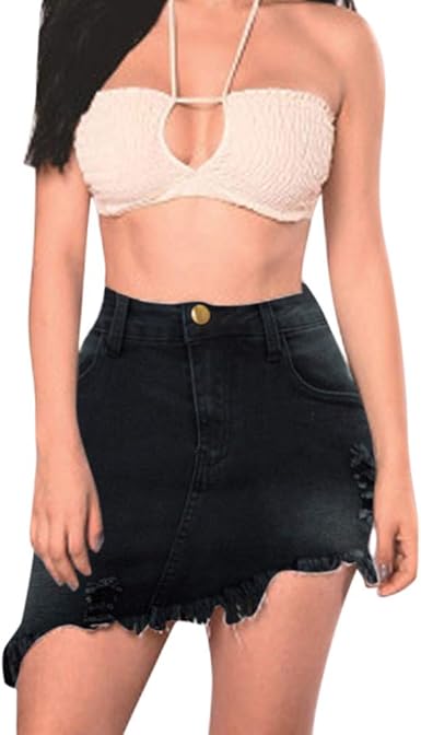 black jean skirt amazon