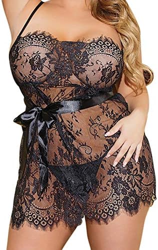 😍AxiBa😘Women Lace Lingerie Set with Garter Belts Lace Teddy Babydoll Bodysuit
