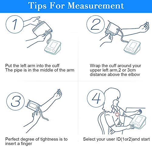 Blood Pressure Monitor for Home Use with Large 3.5'' LCD Display, Wowgo Digital Upper Arm Automatic Measure Blood Pressure and Heart Rate Pulse with Wide-Range Cuff，Three-Color Backlight Display - Thumbnail 5
