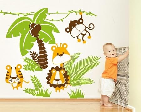Wall Art Adesivo Murale Per Bambini Baby Giungla 01 Misure 120x108 Cm Decorazione Parete Adesivi Per Muro Carta Da Parati