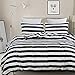 Vaulia Lightweight Microfiber Duvet Cover Set, Black and White Stripe Pattern Design - Queen Size