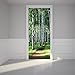 Door Wall Sticker Birch Tree Forest - Self Adhesive Peel & Stick Repositionable Fabric Mural 31