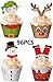 128 Pieces Christmas Cupcake Toppers Wrappers Party Supplies Favors - Snowman Santa Claus Reindeer Elf Gnome Gingerbread