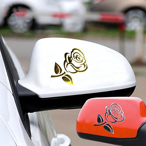 xxiaoTHAWxe Fashion Rose Flower Car Vehicle Light Lamp Brow Decor Rearview Mirror Sticker - Rose Red