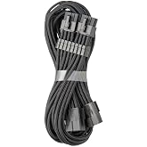 CableMod Pro ModMesh Sleeved Bridged 8+8 Pin PCIe Extension (Black, 45cm) | Nylon sleeved bridged 8+8-pin PCIe extension, 45cm. Dual 8-pin GPU connector support.