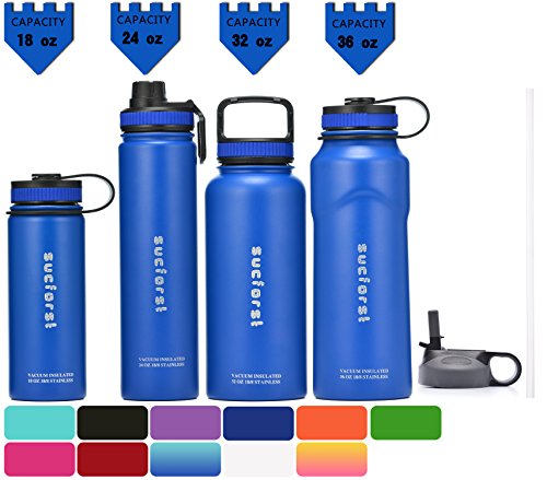 Sucforst Water Bottle Extra Lids Vacuum Insulated Stainless