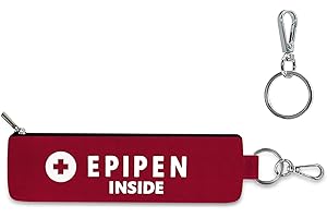 ICIMBI 1 Pack EpiPen Carry Case,Red Epipen Holder Bag with Carabiner-for 1 EpiPen Asthma Allergy Medication,Sports Outdoors Travel Epipen Case for Walking or Running