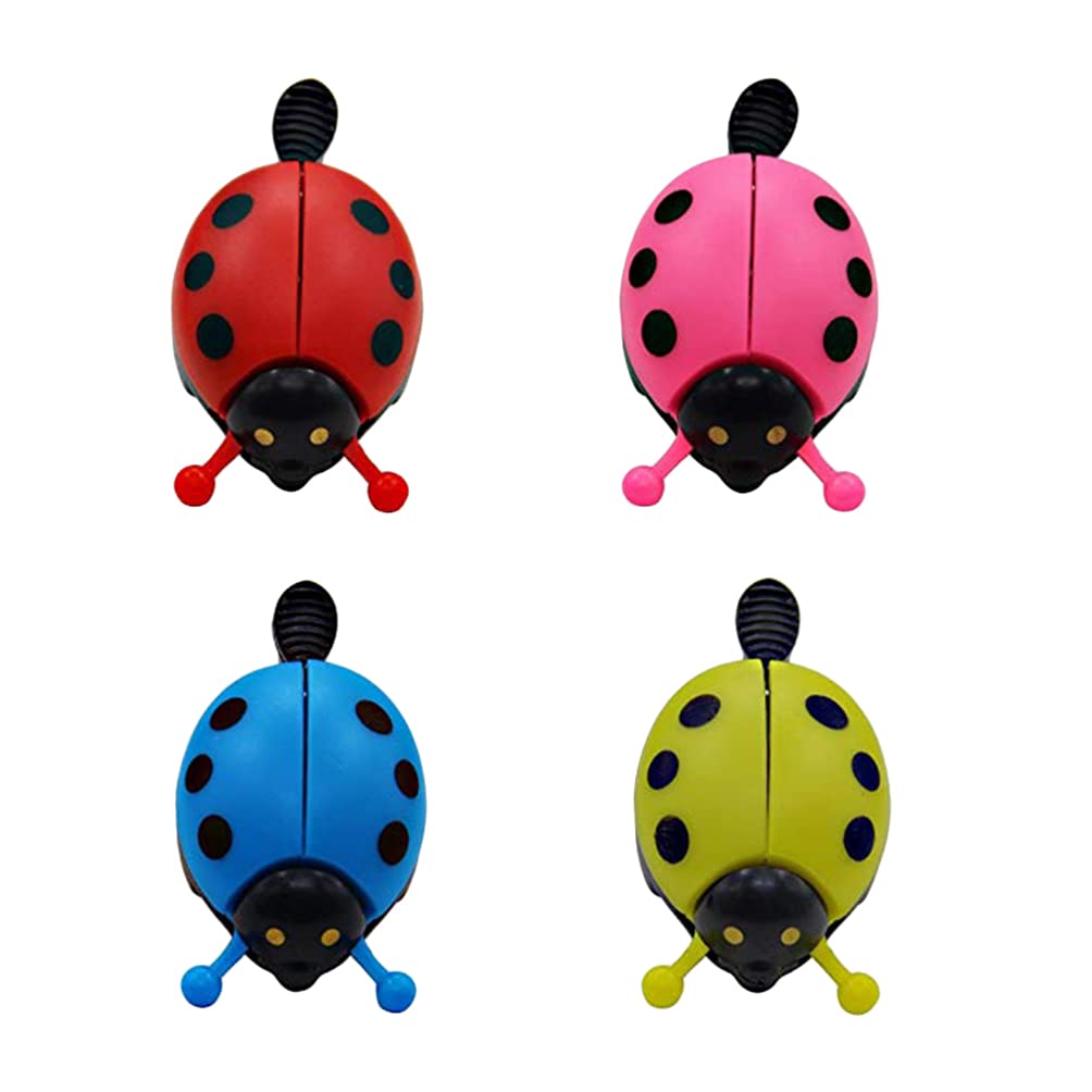 IMIKEYA 4pcs Bicycle Ladybug Bell Ladybird Alarm Bike Tricycle Scooter Metal Handlebar Horn Mini Aluminum Alloy Bike Ring Loud Crisp Clear Sound Horn Random Color