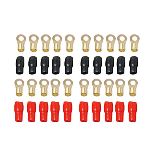 MonkeyJack 10 Pairs 4 AWG Power Ground Wire Connectors Assortment Crimp Ring Terminals