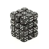 Chessex Dice d6 Sets: Borealis Smoke with Silver - 12mm Six Sided Die (36) Block of Dice