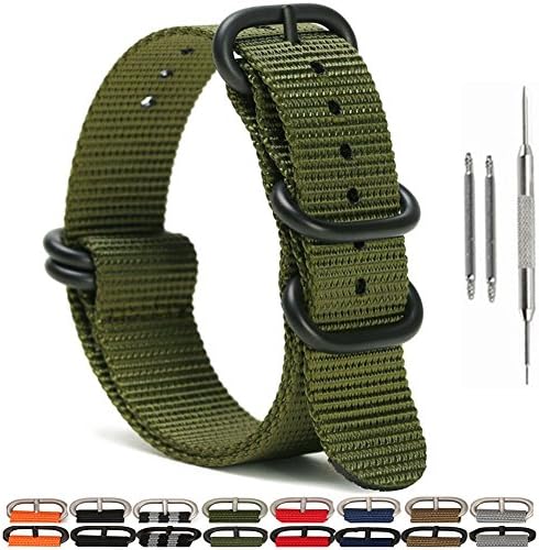 SIMCOLOR 1.5mm Zulu Nylon Watch Bands,Military Nylon Replacement Watch Straps 18mm 20mm 22mm or 24mm