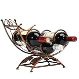 Antique Rocking Chair Design Bronze Tone 3 Bottle Tabletop Wine Rack Display Organizer Holder Stand