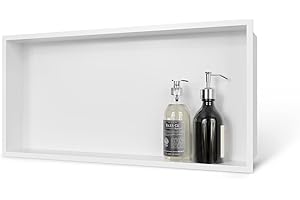 MERRANOX 24" X 12" White Shower Niche, Stainless Steel Wall Niche, Recessed Shower Niche for Bathroom, Storage, No Tile Needed, Anti-Fingerprint & Easy Installation