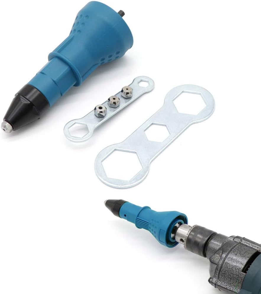 Riveter Adapter,Rivet Gun for Cordless Drill,Electric Rivet Nut, Cordless Riveting Drill Adaptor Rivet Attachment Rivet Nut Drill Adapter Kit Rivet Gun Riveting Adaptor Tool Kit