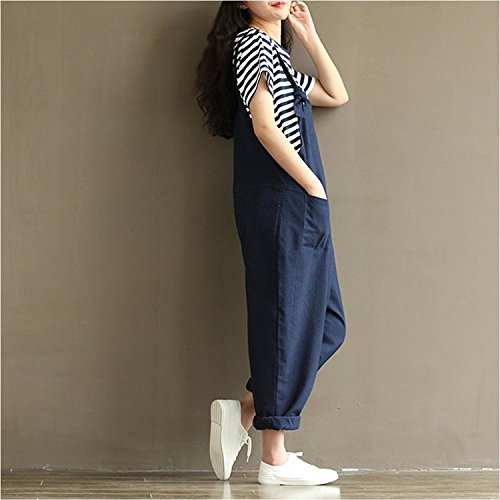 image for Aedvoouer YAELUCKY Women Cotton Linen Overalls Adjustable Strap Patter