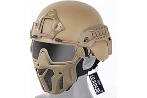 LEJUNJIE Tactical Airsoft PJ Helmet and Full Face Protection Airgun Mask,with Detachable Anti-Fog Goggles for BB Gun Paintball CS Game