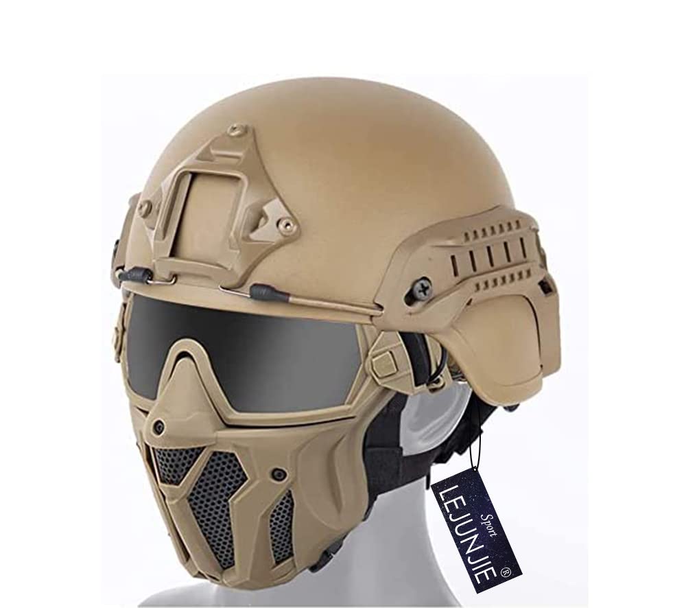 Photo 1 of Tactical Airsoft PJ Helmet and Full Face Protection Airgun Mask,with Detachable Anti-Fog Goggles for BB Gun Paintball CS Game