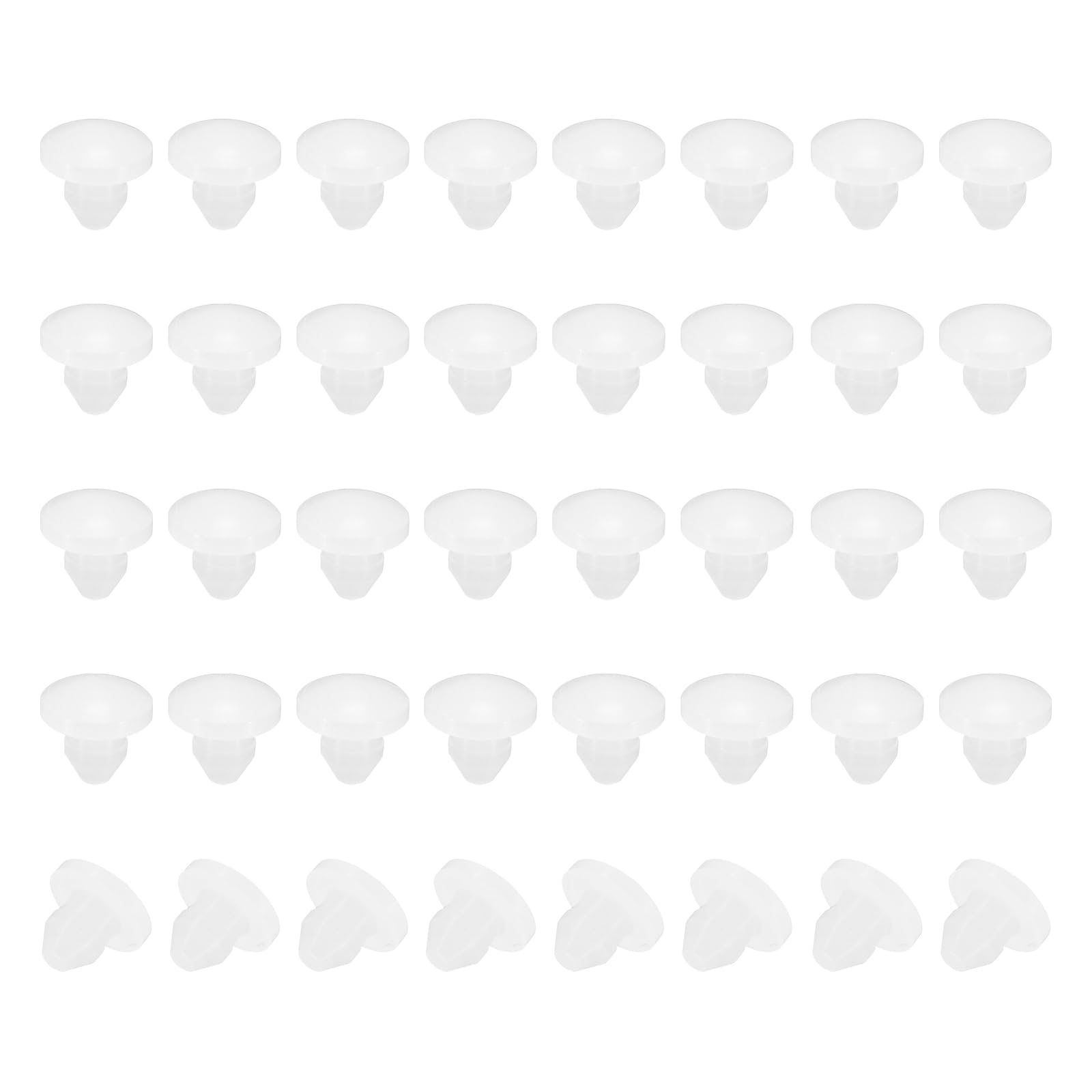 PATIKIL 4mm Diameter Silicone Hole Plug, 40 Pcs Round Snap in Type Locking Furniture Button Protective Cover Cap Head Fit for 3.5-4mm Hole for Seal Bulkhead Cylinder Hole, Translucent
