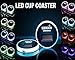 Luxxis Led Cup Holder Coaster – Interior Car Lights, Waterproof Bottle Drinks, Vibration Sensor and Solar USB Charging, Universal 7-Color Lights, 17 Different Modes, Cool Car Accessories [Set of 2]