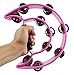YMC Half Moon EZ Grip Tambourine 20 Jingles Metal Jingles Hand Held Percussion - Pink