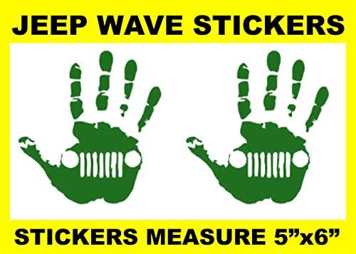 Jeep Wave vinyl Sticker Decals / Dark Green / You get 2 / / Jeep Wave, Eat Sleep Jeep, Jeep Hand, Sj, Xj, Zj, Wj, Wk, Wk2, Zj, Wj, Wk, Wk2, wrangler, cherokee, renegade