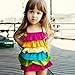 Little Girls Ruffled Rainbow Striped Bathing Suits Bikini Swimwear (Multicoloured, XL(for Girls 5-6Years/ Weight About 55lb))