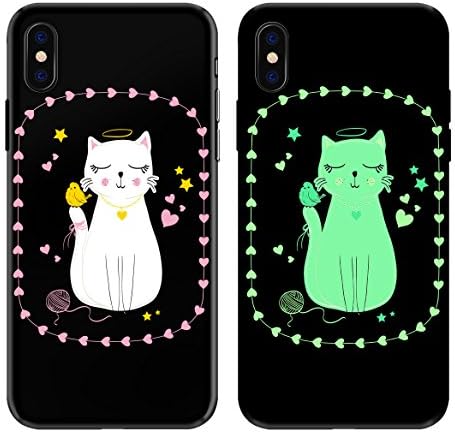 Mimigiant iphone X Case Cover-Fluorescent Cases for Iphone X(2017)-Frosted Soft Iphone Shell-Black Fluorescent cat