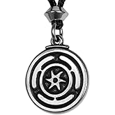 Pewter Wheel of Hecate Goddess Symbol Pendant Necklace