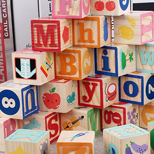 Pstars Wooden Learning Puzzle Letters Teaching Educational Building Blocks Kids Toys Cultivating Baby's Hands, Eyes, Brain Coordination Ability