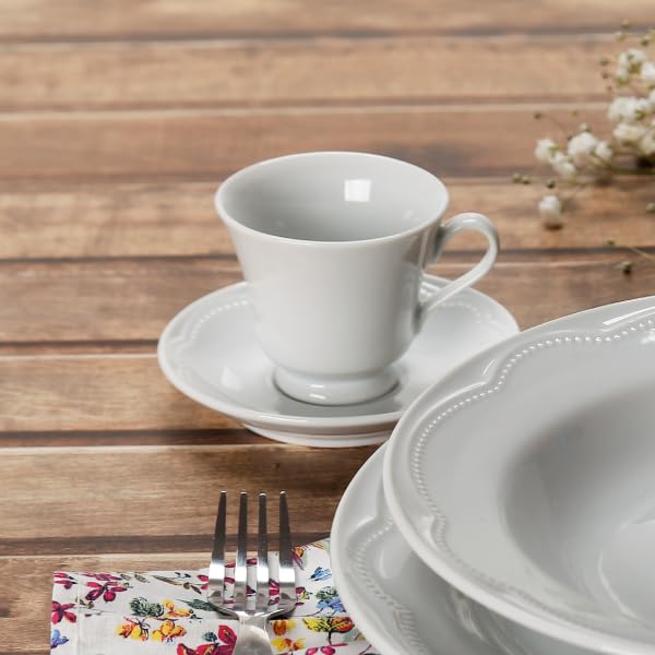 Germer, Conjunto 6 Prato raso em porcelana, modelo Cottage, Ø 26,5 cm,Branco