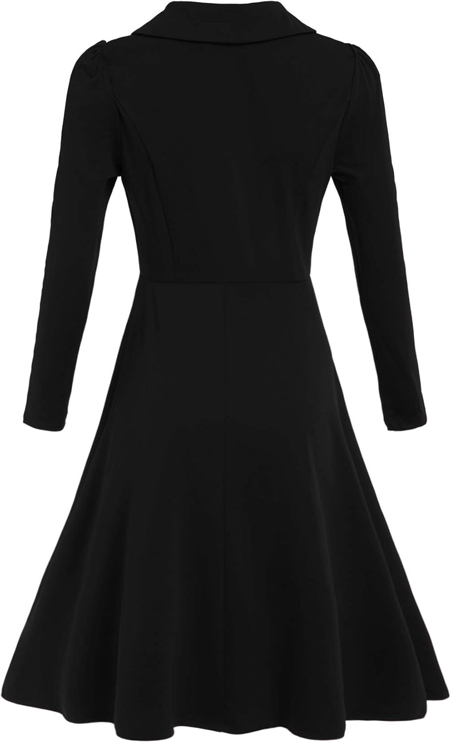 long sleeve fit and flare black dress