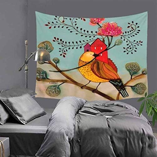 WFUBY Tapestry Art Flower Birds Tapestry Mandala Wall Hanging Bohemian Bedspread Dorm Decor Table Cloth Yoga mat Tapestries 150x130cm