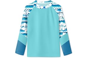 BesserBay Girl's UPF 50+ Quick-dry Tropical Long Sleeve Rash Guard Shirt 4-14 Years