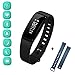 Fitness Tracker: Blood Pressure Watch Heart Rate Sleep Monitor Smart Band | Smart Bracelet with Steps Calorie Notification Alerts for iPhone / Android (Black + Blue Straps)