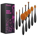KEDSUM 10 pcs Oval Toothbrush Makeup Brushes Set Foundation Powder Concealer BB cream Blush Contour Eyeliner Blending Brush, Professional Cosmetic Tool Set with Travel Bag