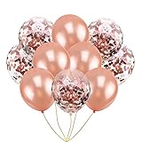 Rose Gold Party Supplies Confetti Balloons 12 Inch - 30 Pack Pre-filled Confetti Metallic Latex Balloons for Wedding, Birthday Party, Bridal Shower, Graduation, Engagement Party Decorations