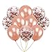 Rose Gold Party Supplies Confetti Balloons 12 Inch - 30 Pack Pre-filled Confetti Metallic Latex Balloons for Wedding, Birthday Party, Bridal Shower, Graduation, Engagement Party Decorations