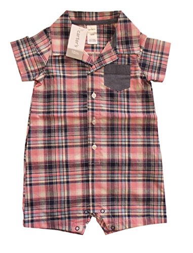 Carter's Baby Polo Plaid Pink Romper (12 month)