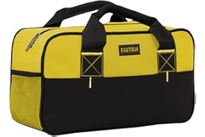FASTECH 14 Inch Zipper Tool Bag, Small Wide Mouth Tool Tote Bag, Waterproof Tool Organizer Tote, Soft Handle Carrying Toolbag For Various Tools (Yellow)